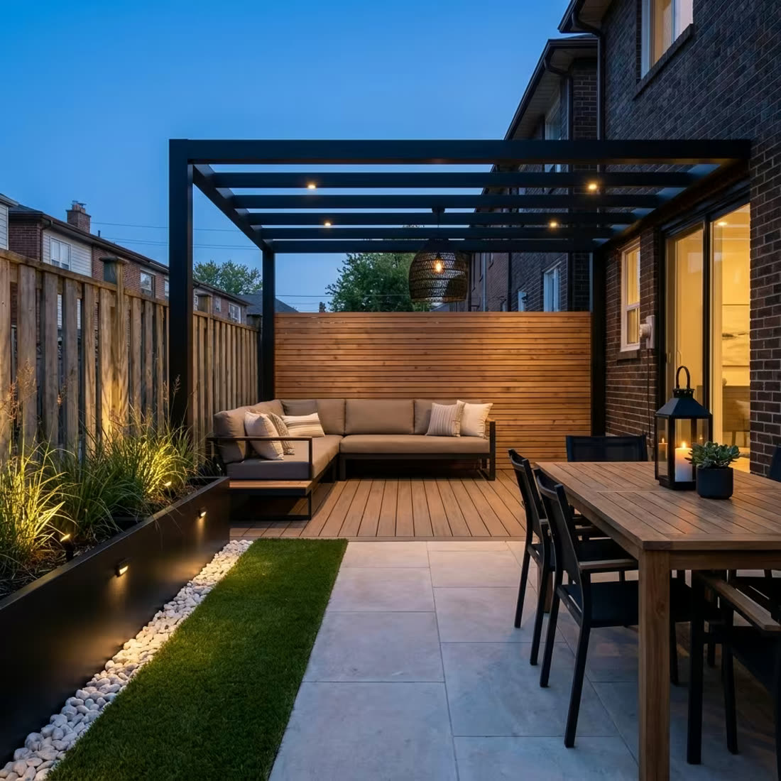 Completed exterior surface and planting detail.